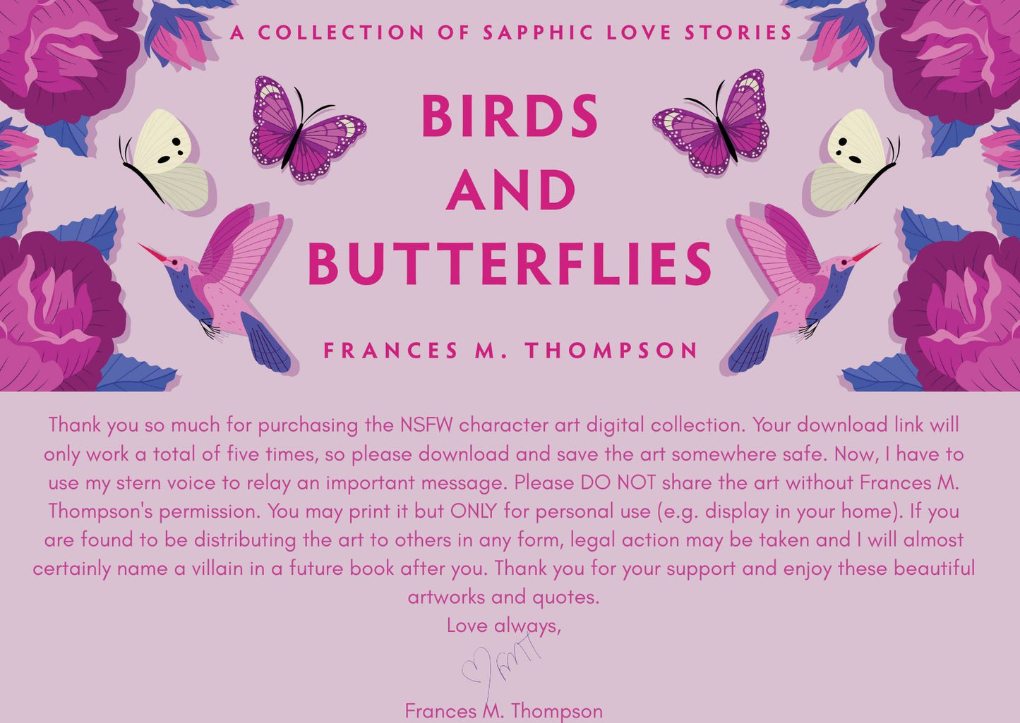 BIRDS AND BUTTERFLIES NSFW ART - DIGITAL COLLECTION!